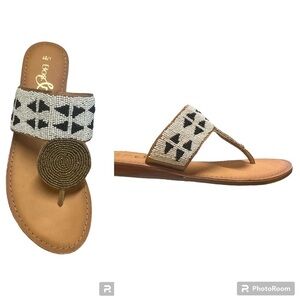 Bos & Co “Judy” Black And White beaded sandal NWT